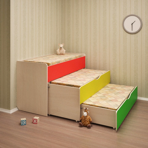 Кровать детская 3-х ярусная выдвижная для садика. Кровати для детских садов - фото 2 - id-p22368080