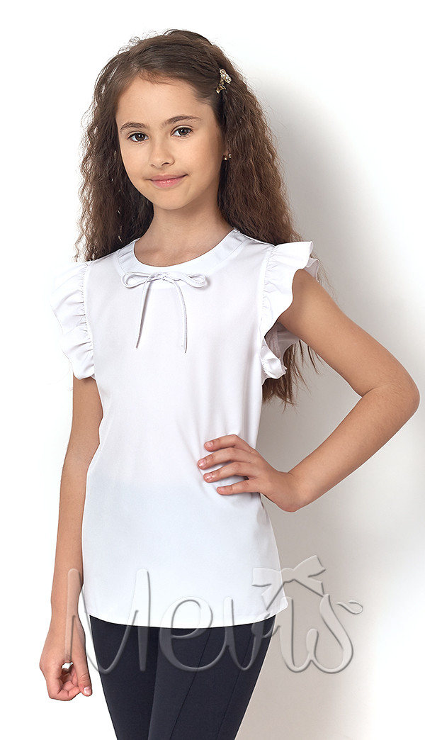 Блуза для дівчинки з коротким рукавом, біла
