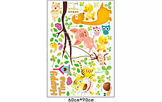 Наклейка на стену, виниловые наклейки мультфильм "Happy time " 125см*180см(лист90*60см), фото 2