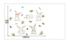 Наклейка на дитячу на стіни, шафа, меблі "5 смішних зайців" (лист 50*70см), фото 3