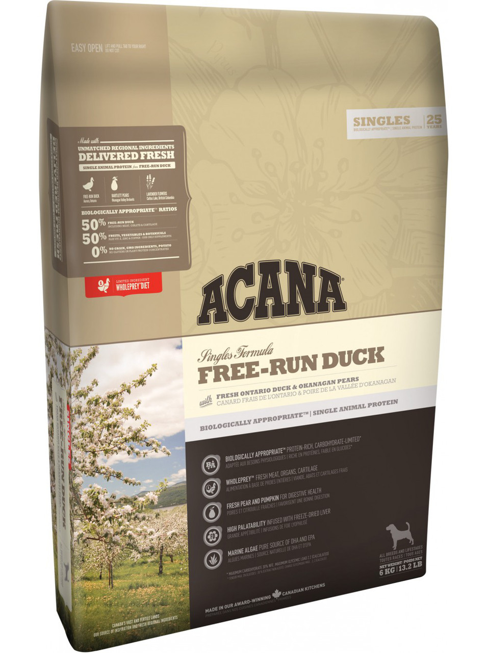 Acana (Акана) Free Adult-Run Duck гіпоалергенний сухий корм для собак з качкою, 6 кг