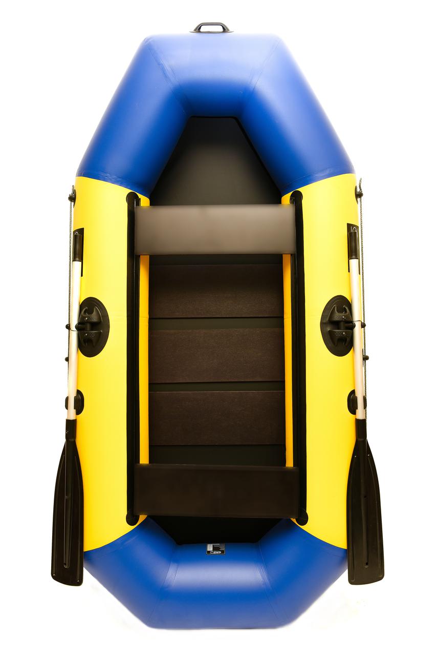 Човен двомісний надувний ПВх Grif boat G-250 жовто-синій, фото 1