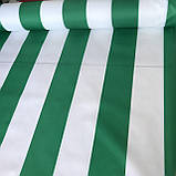 Тентова тканина оксфорд в біло-зелену смужку, ширина 150 см, фото 3
