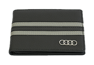 Шкіряна обкладинка для прав Carrs з логотипом AUDI чорна (AU01), фото 3