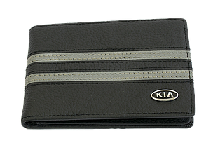Шкіряна обкладинка для прав Carrs з логотипом KIA чорна (KIA05), фото 3