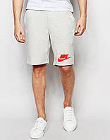 Шорты Nike ( Найк ) серые значёк+лого красное