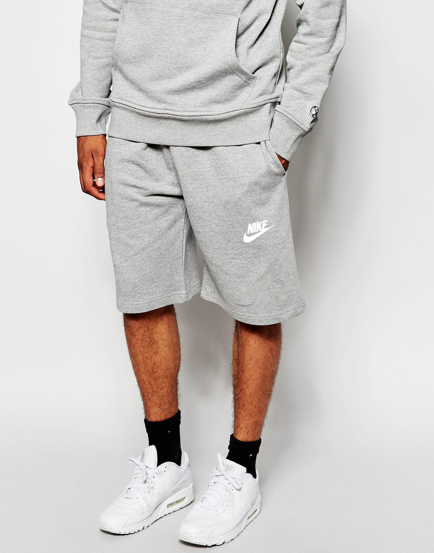 Шорти чоловічі Nike ( Найк ) сірі лого + ім'я білі