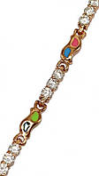 Браслет ХР. Позолота ЧВ з емаллю різних кольорів. Камені: циркон. Довжина: 17-20 см. Ширина: 4 мм.
