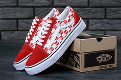 Кеди унісекс Vans Old Skool х Supreme Red/white "Червоні з білим" р. 5-9,5 (37-42,5)