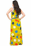 Сарафан жіночий довгий в підлогу жовтого кольору, сарафан ошатний красивий великого розміру, фото 3
