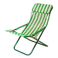 Кресло-шезлонг пляжный Горизонт каркас сталь ткань Текстилен зеленый в белую полоску (Time Eco TM)