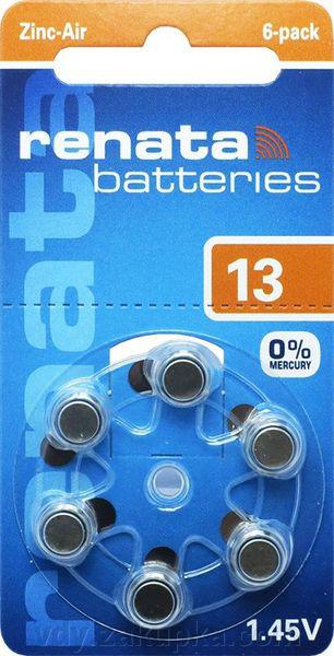 Батарейка до слухового апарату Renata тип 13 (6 шт), фото 1