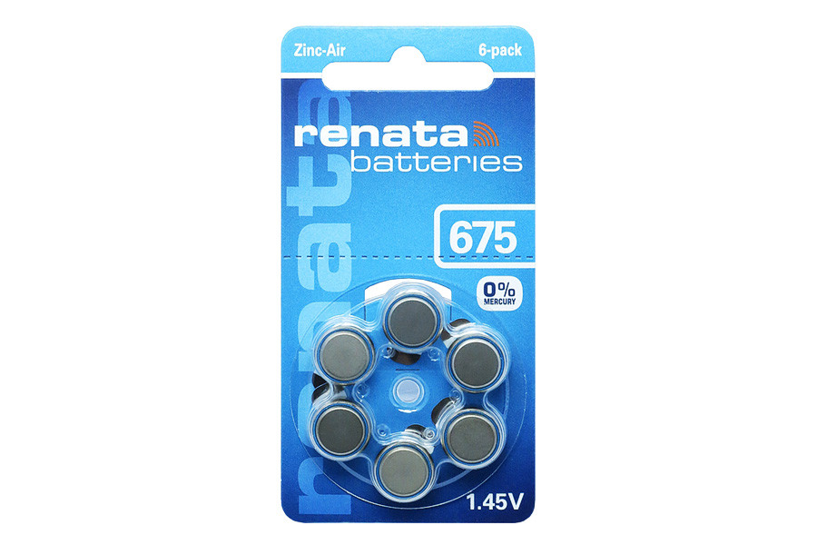 Батарейка до слухового апарату Renata тип 675 (6 шт), фото 1