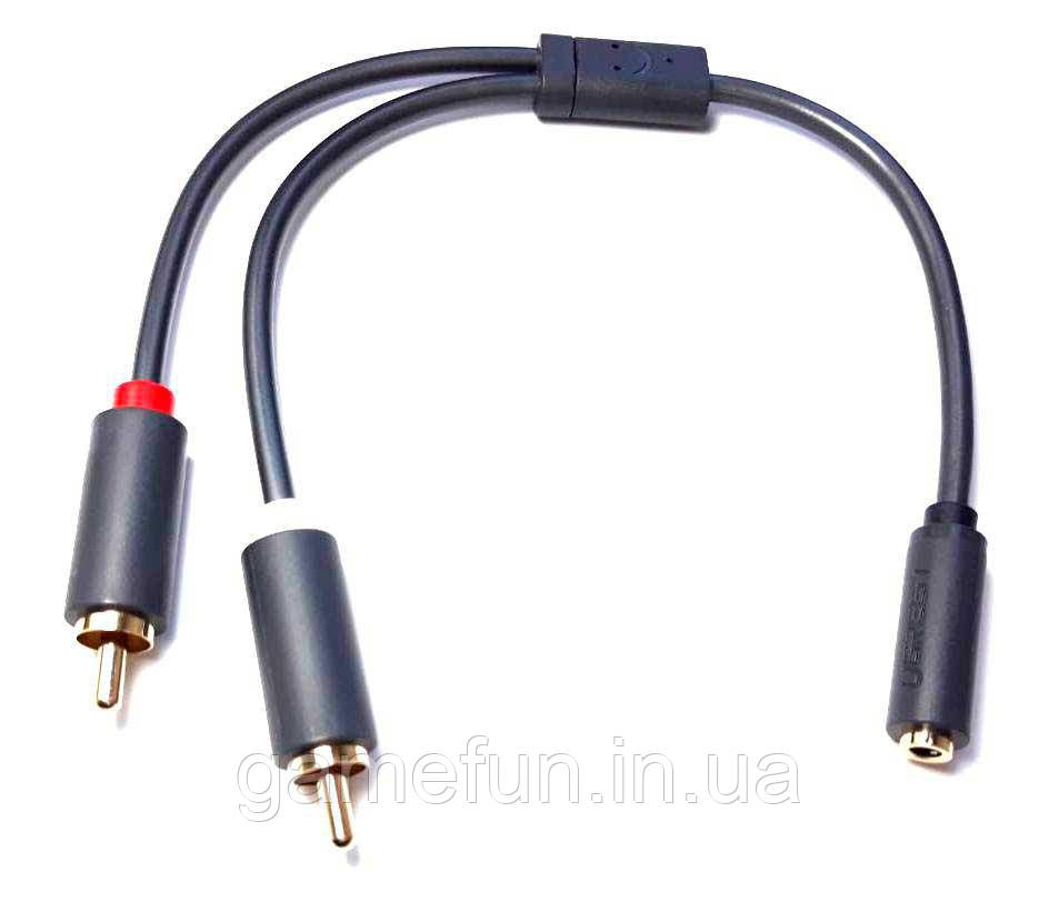 Кабель аудіо 2 RCA (тато) jack 3.5 mm (мама) Оригінал (Ugreen), фото 1