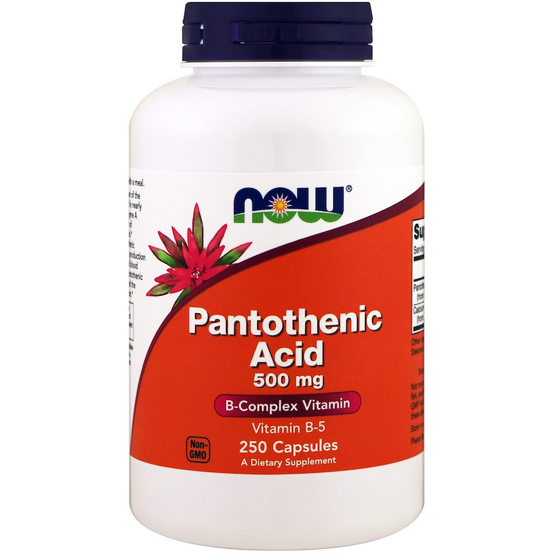 Вітамін В5 пантотенова кислота Now Foods Pantothenic Acid (Vitamin B-5) 500 мг, 250 капсул