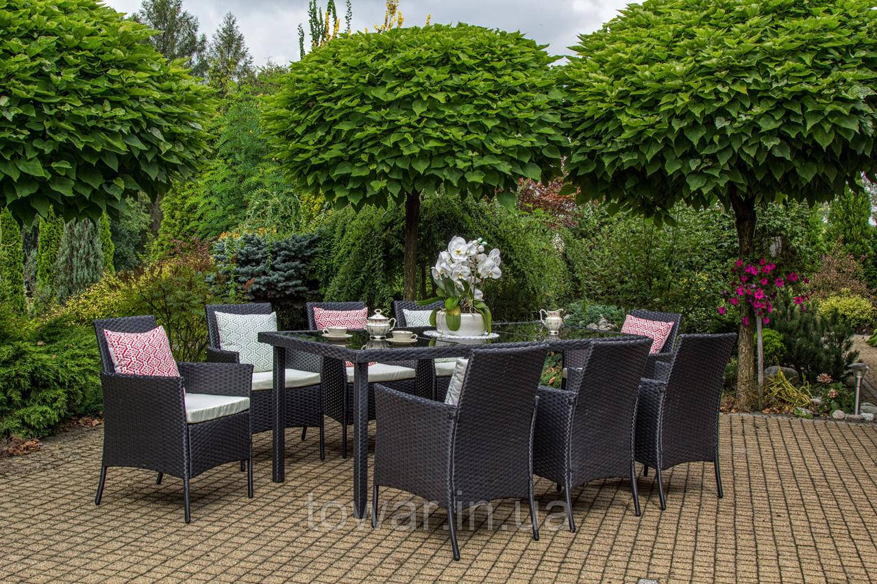Меблі садова XXL BAHAMA 8 + 1 стіл скло Польща