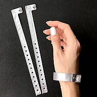 Контрольные виниловые браслеты на руку с логотипом для посетителей L - тип 16 мм Silver