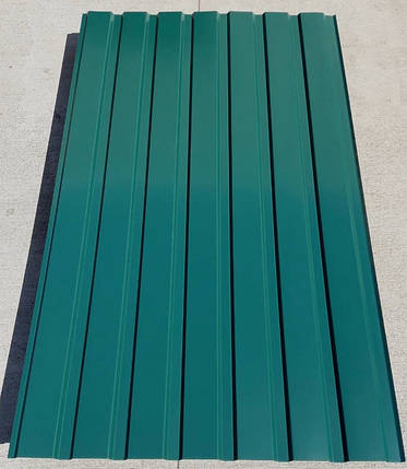 Профнактил для забору, колір:зелений ПС-20, товщина 0,30 мм; висота 2 метри ширина 1,16 м, фото 2