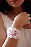 Весільний браслет з квітів для нареченої або свідка "Біло-рожевий жасмин", фото 4