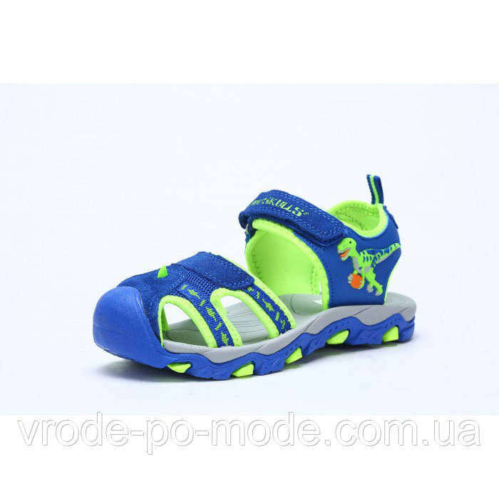 Протиударні підліткові замшеві 3D сандалії з динозаврами «Dinoskulls» T-REX, не блимають