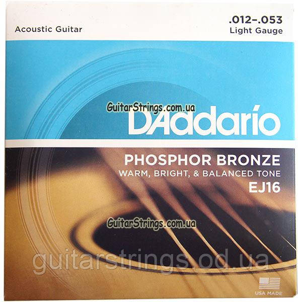 Струни D'Addario EJ16 Phosphor Bronze 12-53