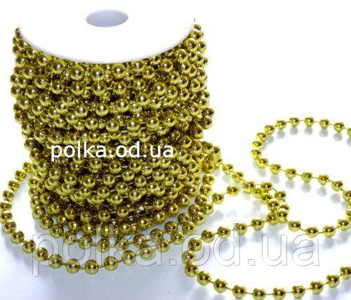 Золоті намистини на нитці (1 уп-35м) D-4-5мм
