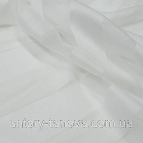 Органза тюль, з обважнювачем, смуги, білий, фото 1