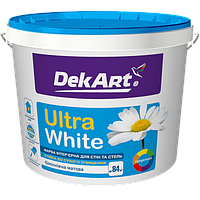 Водоэмульсионная интерьерная краска для стен и потолков белоснежная DEKART 14 кг