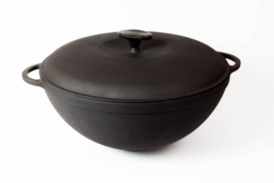 8 л Казан чавунний емальований Сітон з чавунною кришкою (каструля WOK)