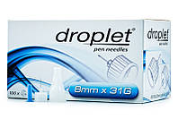 Иглы для инсулиновых шприц-ручек Droplet (8mm x 31G) (100шт в упаковке)