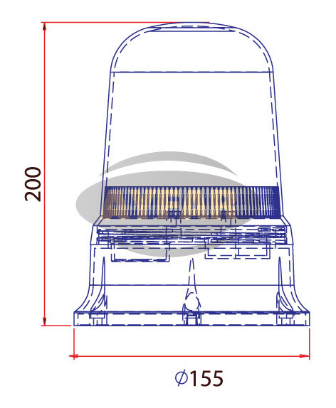 TR503 Проблесковый маячок оранжевый 12v стационарное крепление (AYFAR Турция) - фото 3 - id-p173809449