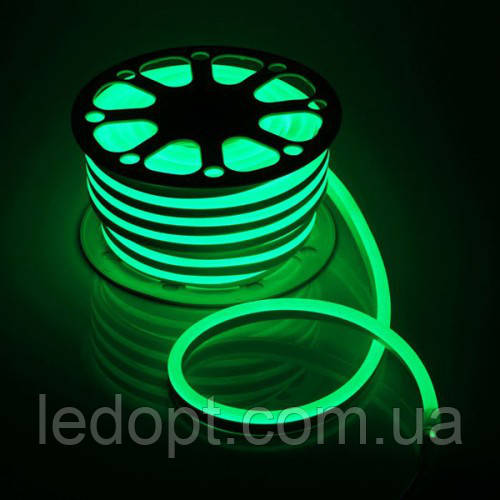 Світлодіодна стрічка Led гнучкий неон 220v 7W ip65 GREEN (зелений) neon