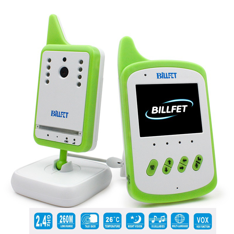 Видеоняня Baby Monitor BILLFET с аккумулятором в детском и родительском блоках. Зеленая - фото 1 - id-p565846697