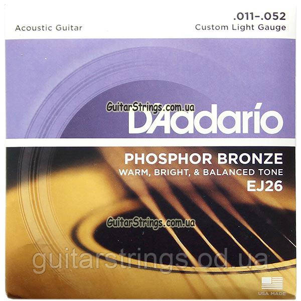Струни D'Addario EJ26 Phosphor Bronze 11-52