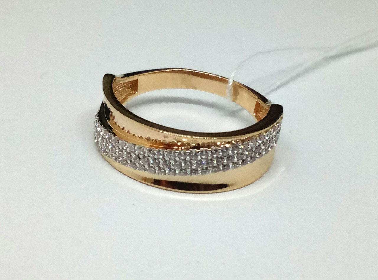 Золоте кільце з фіанітами.  141300 17,5