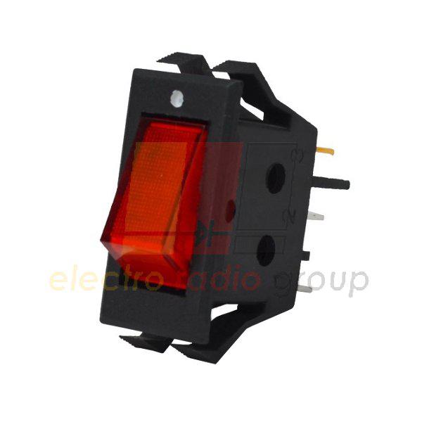 Перемикач вузький з подсв. IRS-1-2A ON-OFF, 3pin, 10A, 220V, червоний