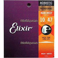 Струны Elixir 16002 Nanoweb Phosphor Bronze 10-47