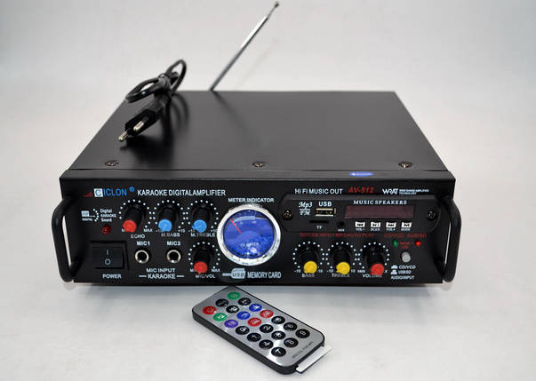 Підсилювач звуку Ciclon AV-512 + USB + Fm + Mp3 + КАРАОКЕ, фото 1