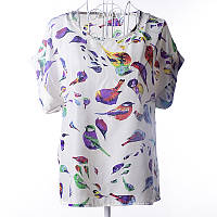 Блузка с коротким рукавом "цветные птички" Liva Girl