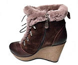 Зимові жіночі черевики "Pelma". На танкетці. Коричневі. Туреччина, фото 3