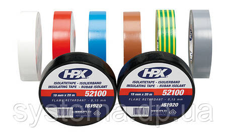ІЗОЛЯЦІЙНА СТРІЧКА HPX 52100 ПВХ, вогнетривка, 19,0х0,15 мм, рулон 20 м, біла, фото 2