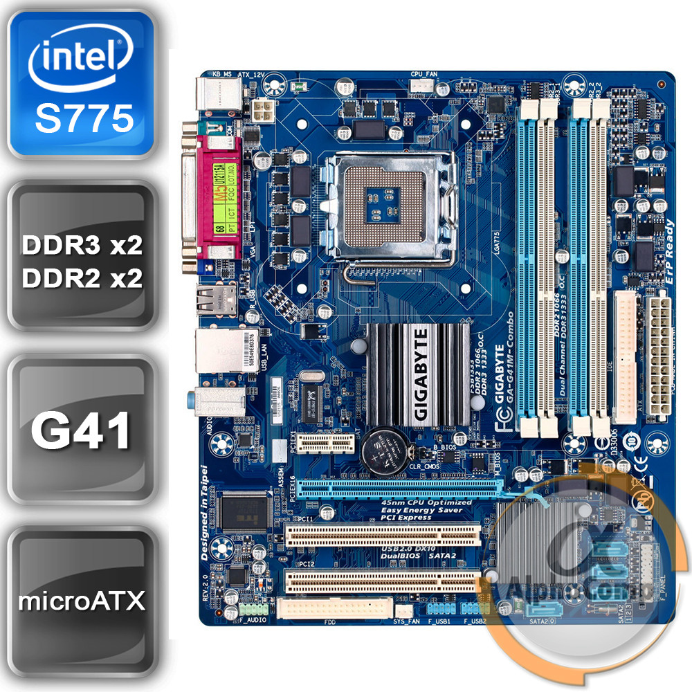 Материнська плата Gigabyte GA-G41M-combo (s775/G41/2xDDR2/2xDDR3) БУ