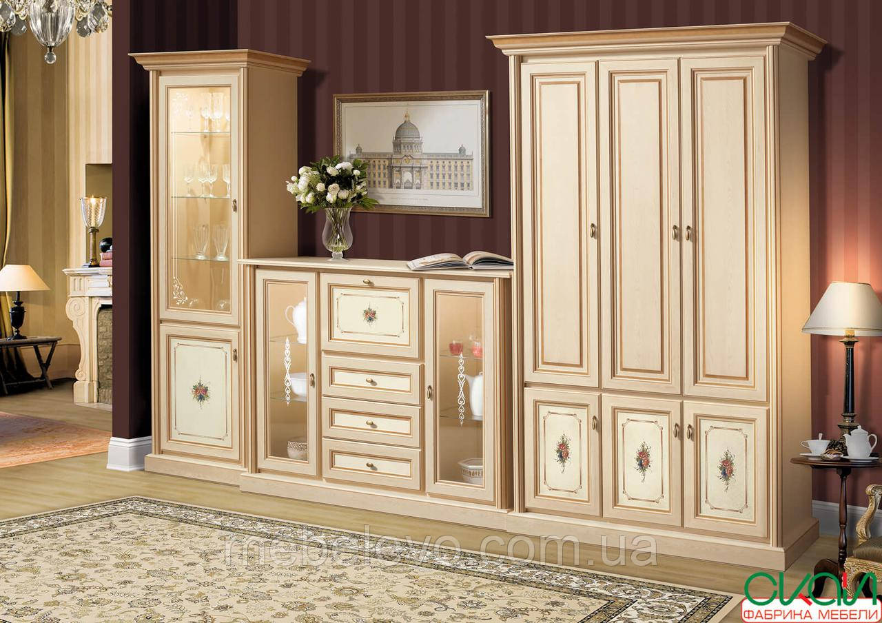 Вітальня Терра 1 2290х3780х580мм білий + золото Скай