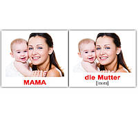 Карточки Домана "Семья/Familie", 20 немецко-русских мини-карточек Вундеркинд с пеленок