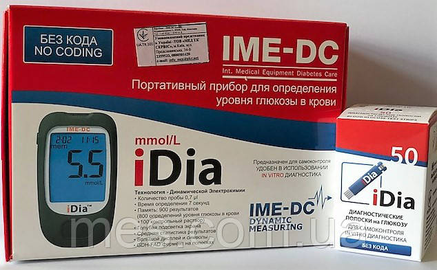 Система моніторингу глюкози крові IME-DC iDia (без кодування) + 50 тест-смужок