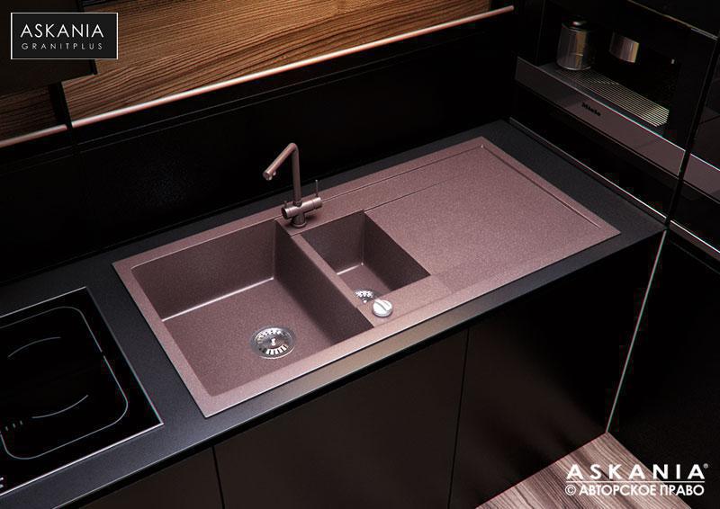 ГРАНИТНА Мойка ASKANIA «BLANCO 100» RV 06 brown