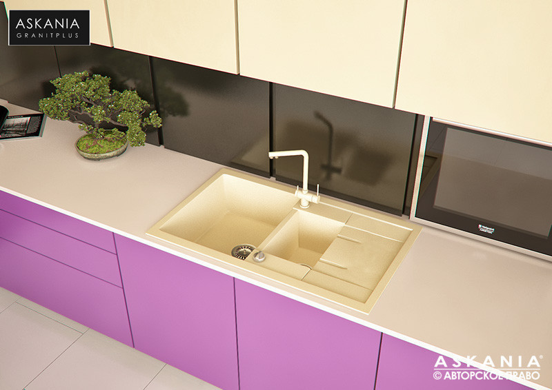 ГРАНИТНА Мойка ASKANIA «BLANCO» RV 04 beige, фото 1