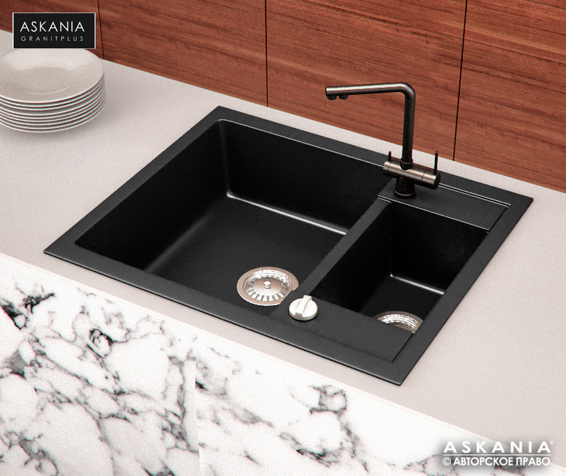ГРАНИТНА Мойка ASKANIA «BLANCO 60» RV 01 black