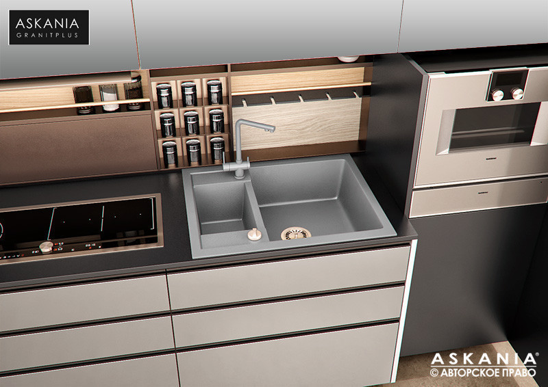 ГРАНИТНА Мойка ASKANIA «BLANCO 60» RV 05 gray