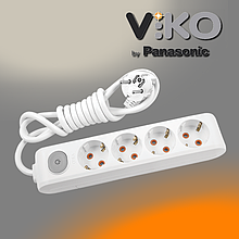 Подовжувач на 4 гнізда з заземленням та вимикачем (2 м) Multi-let VIKO
